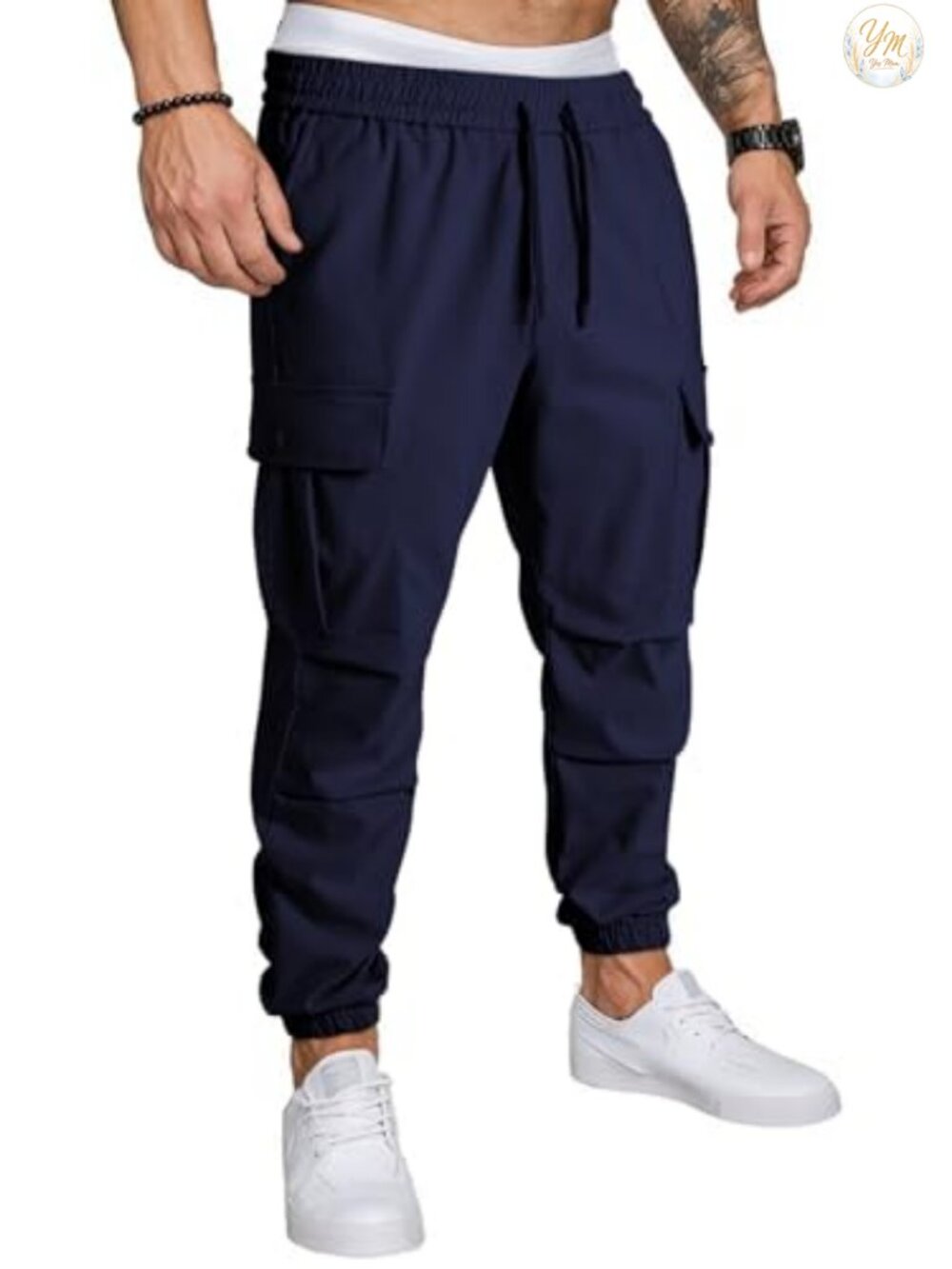 Men's Cargo Joggers Elastic Waist Drawstring Tapered Sweatpants Work Pants